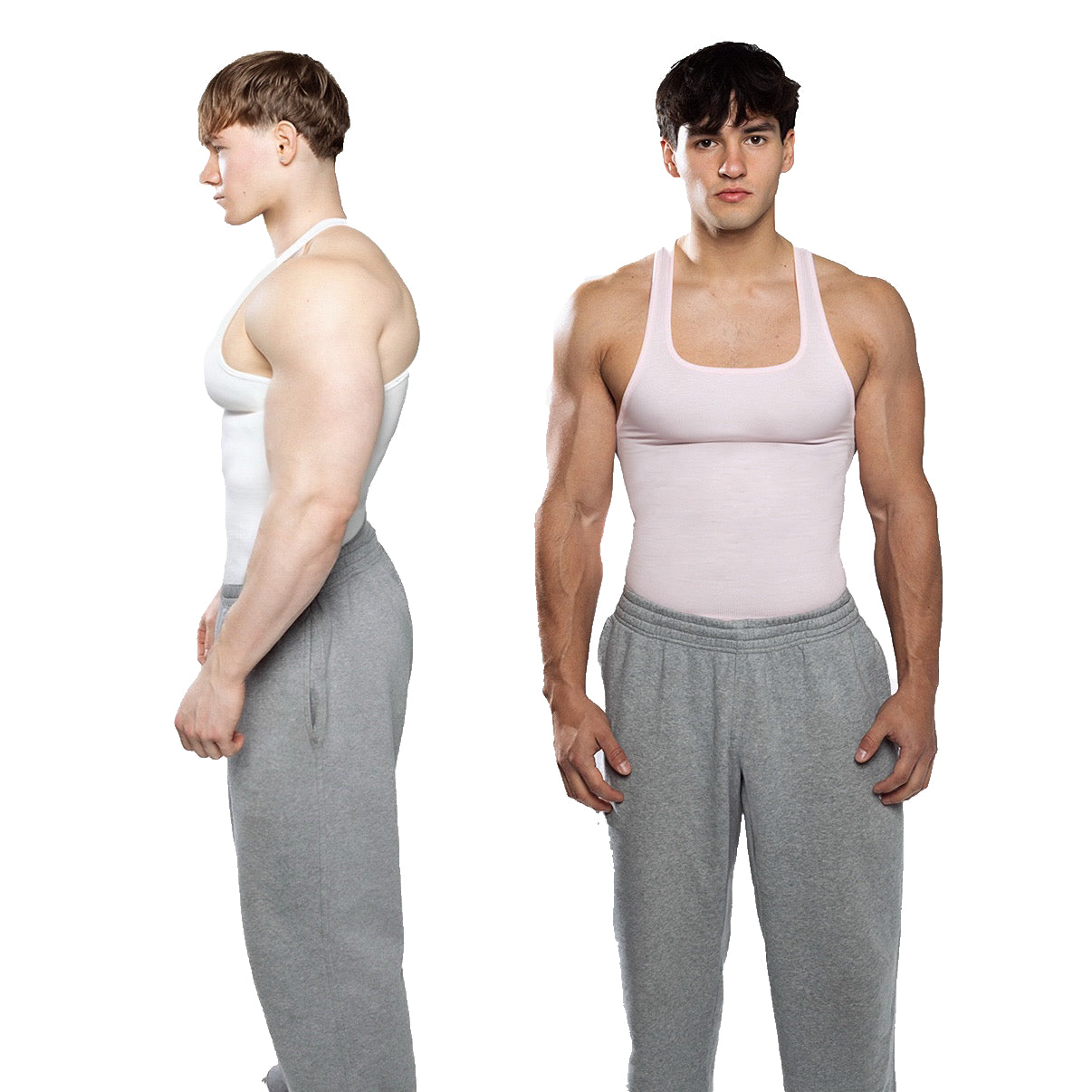 Low-Cut Ribbed Tank (Ivory and Salmon 2-Pack)